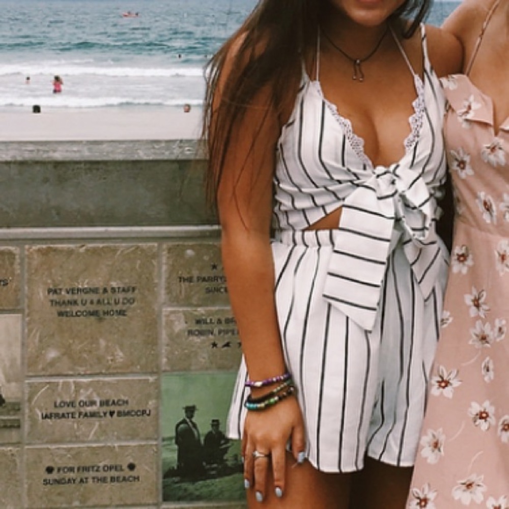 Striped Tie tank Romper